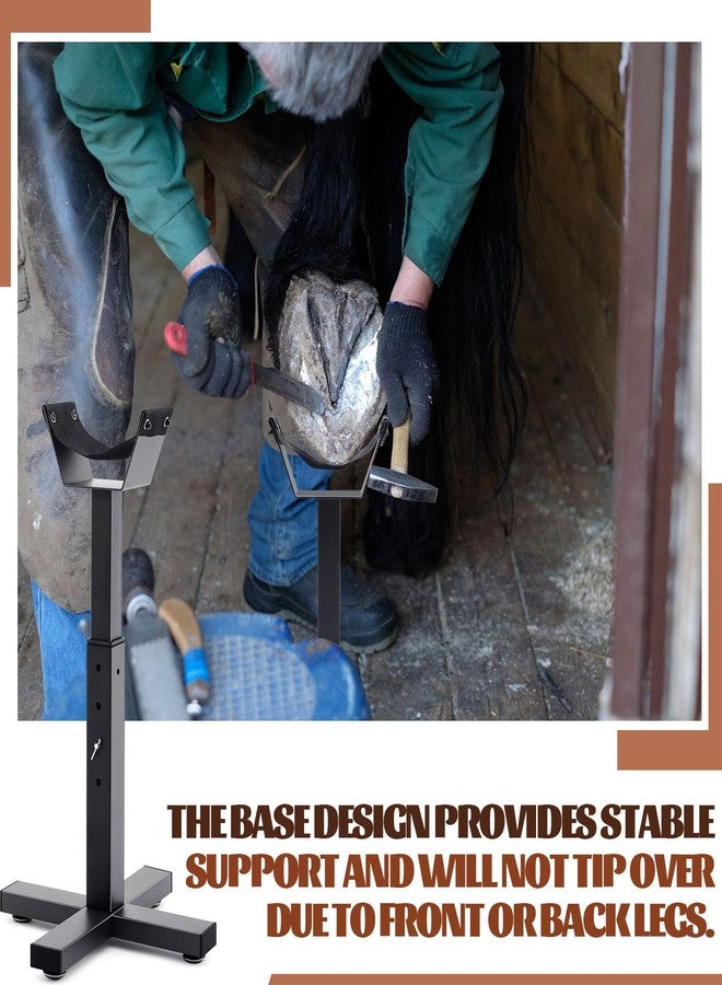 Abbylike Adjustable Farrier Stand Metal Blacksmith Farrier Horse Hoof Stand with 5 Adjustable Heights Cross Base Horse Hoof Trimming Tools for Equine Barefoot Trimming Shoeing Veterinary Care, Black - Image 5